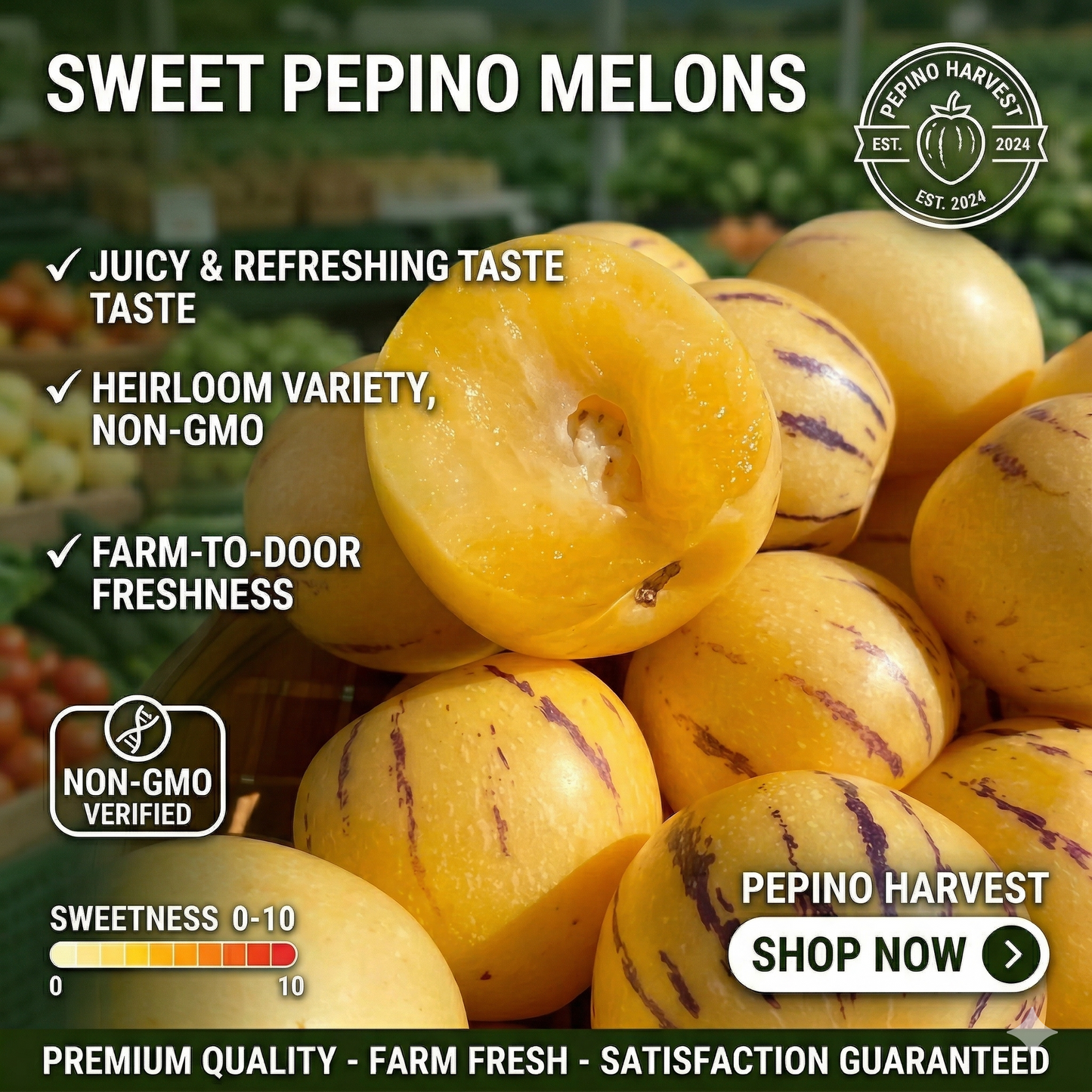 Premium Heirloom Sweet Pepino Melon Seeds for Planting - Non-GMO Exotic Fruit Seeds, Perfect for Home Gardens & Patios-LGZ