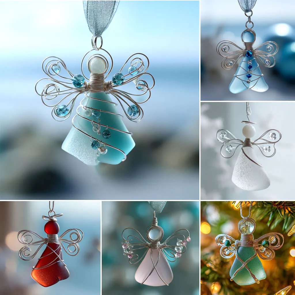 🌊Handmade Sea Glass Angel Ornament👼💫
