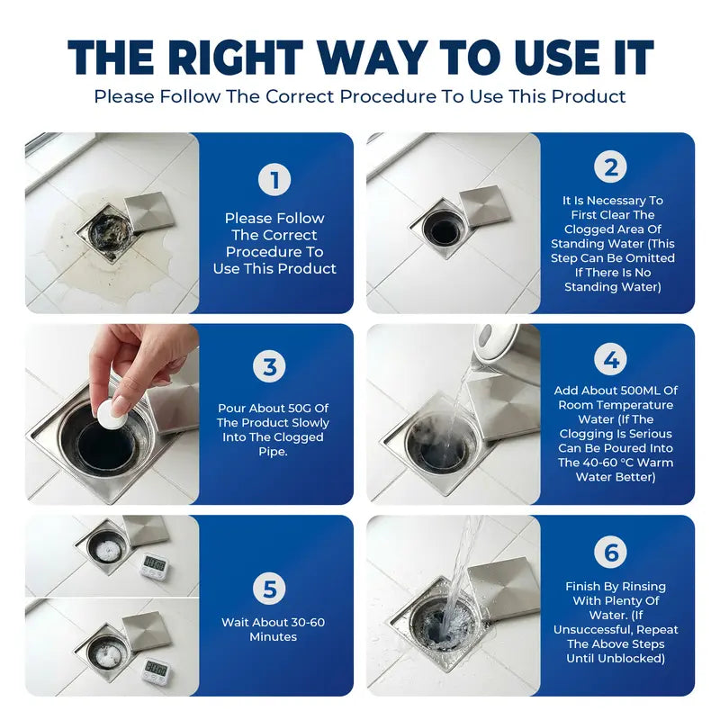 Strong Drain Effervescent Tablet for Kitchen & Bathroom Pipes, Dissolves 200 Clogs, Kills 99% Bacteria, Removes Odors, Unscented.-KPL