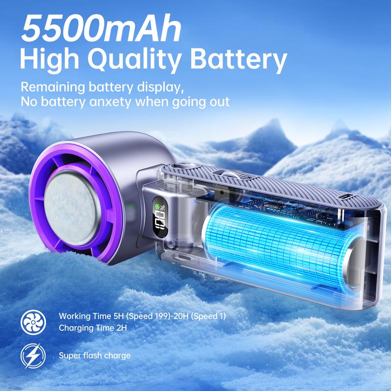 🔥CoolHill ice fan Portable Handheld High Speed Fan 199 Adjustable Levels Foldable for Summer Travel Vacation Essentials& Outdoor Activities cool fan-LGZ