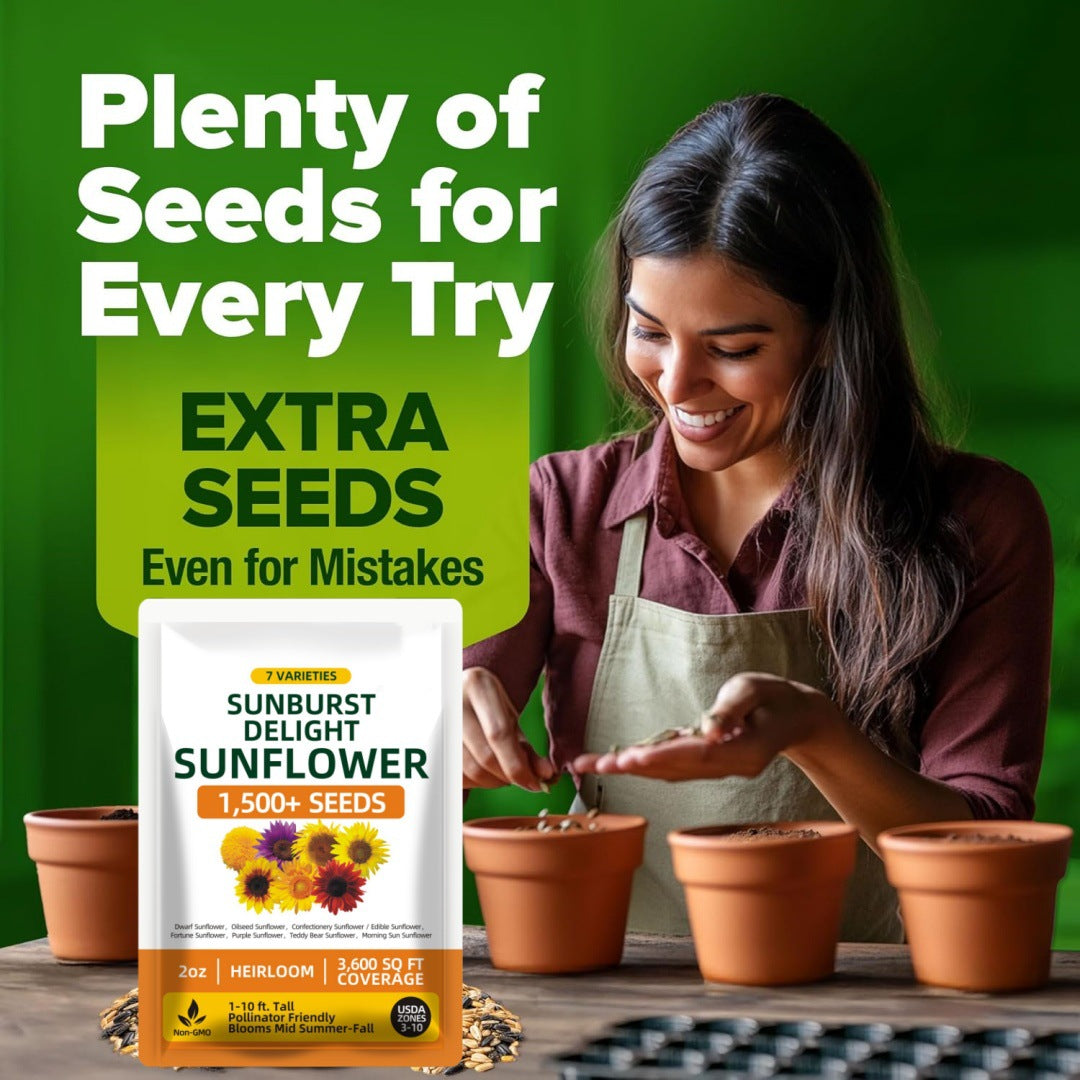 Sunflower Seeds with 7 Varieties - Over 1000 Seeds.-KPL