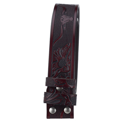 Fashion Punk Men's Genuine Leather Belt With Knife - Cow Head