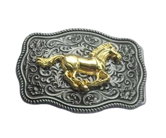 Western Style Fashion Creative Belt Buckle - Ancient Silver Running Horse