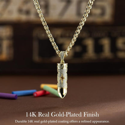 Fashion 14K Real Gold-Plated Bullet Aroma Necklace