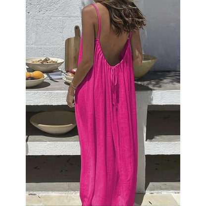 Womens Sleeveless Cami Lounge Maxi Dress Solid Color Sleepwear
