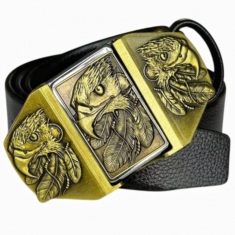 🔥LAST DAY 50% OFF🔥 Fashion Punk Men's Genuine Leather Belt With Lighter