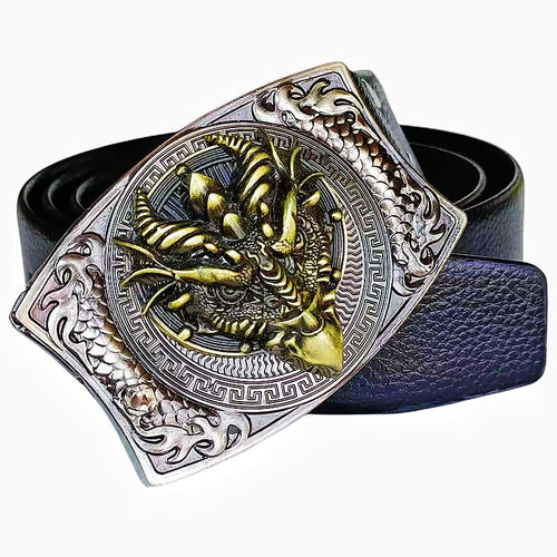 Western Fashion Genuine Leather Belt With Knife - Sharp-Billed Dragon
