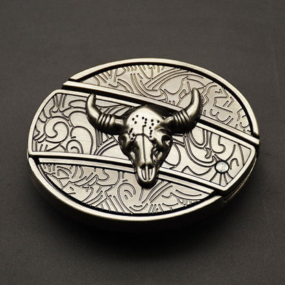 Fashion Punk Men's Genuine Leather Belt With Knife - Cow Head