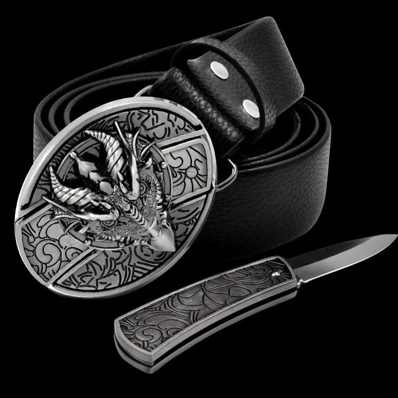 🔥Last Day Sale 50% OFF🔥Fashion Punk Men's Genuine Leather Belt With Knife