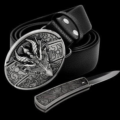 🔥Last Day Sale 50% OFF🔥Fashion Punk Men's Genuine Leather Belt With Knife