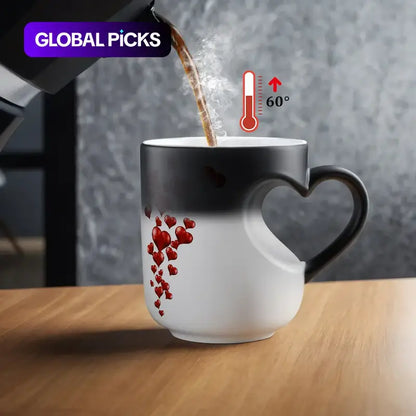 Magic Color Changing Heart Shape Mug, Heat Sensitive Coffee Mug, Perfect Mother’s Day Gift, Valentine’s Day Gift & Birthday Gifts for Her & Him.-KPL