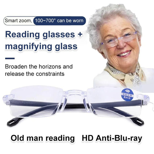 Frameless Progressive Smart Vision Glasses – Multi-Focus Clarity with Blue Light Protection-JY