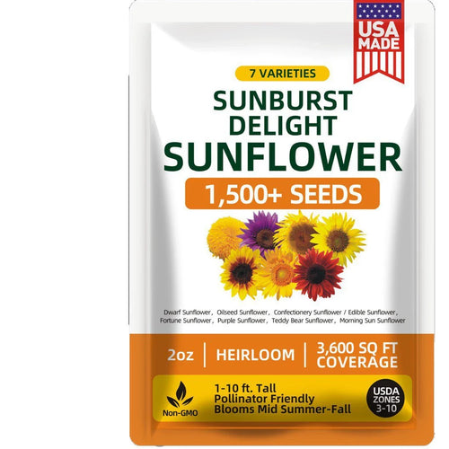 Sunflower Seeds with 7 Varieties - Over 1000 Seeds.-KPL