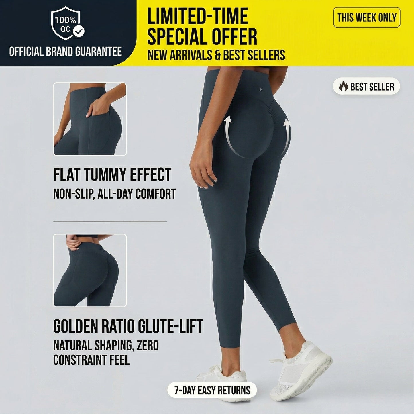Spring Sale🌼High Waisted Scrunch Butt Lifting Tummy Control Pocket Shaping Training Leggings🍑-LGZ
