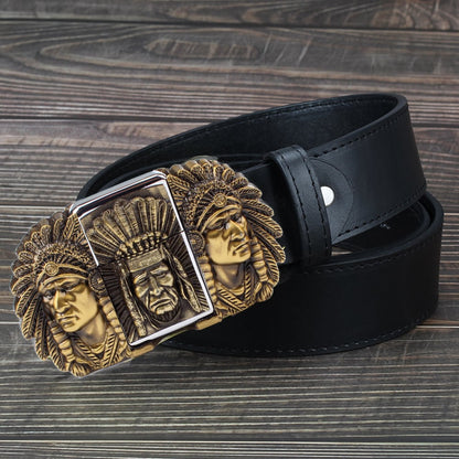🔥LAST DAY 50% OFF🔥 Fashion Punk Men's Genuine Leather Belt With Lighter