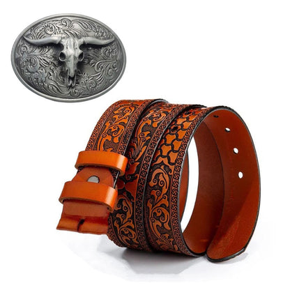 Western Style Fashion Creative Belt Buckle - Longhorn Silve