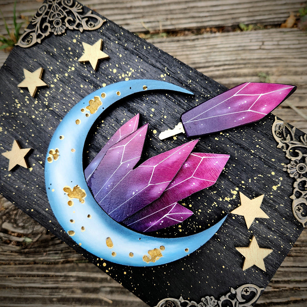 Handmade Original Wooden Painting Hidden Key Box