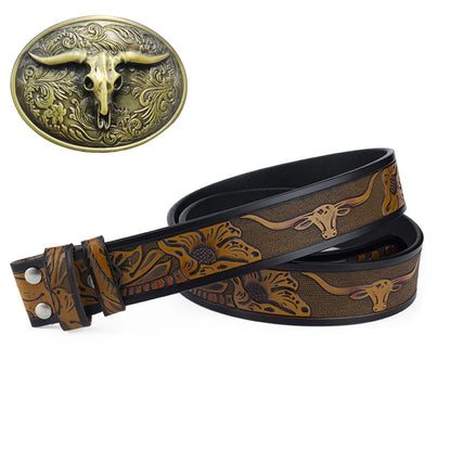 Western Style Fashion Creative Belt Buckle - Longhorn Bronze
