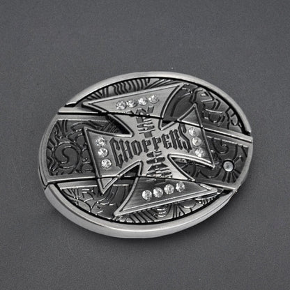 Fashion Punk Men's Creative Belt Buckle With Knife - Cross