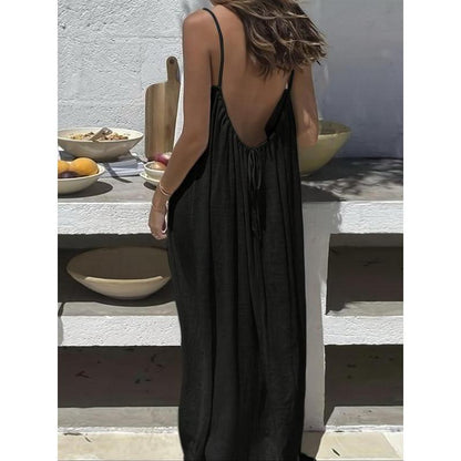 Womens Sleeveless Cami Lounge Maxi Dress Solid Color Sleepwear