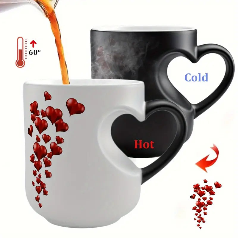 Magic Color Changing Heart Shape Mug, Heat Sensitive Coffee Mug, Perfect Mother’s Day Gift, Valentine’s Day Gift & Birthday Gifts for Her & Him.-KPL