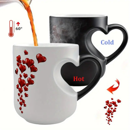 Magic Color Changing Heart Shape Mug, Heat Sensitive Coffee Mug, Perfect Mother’s Day Gift, Valentine’s Day Gift & Birthday Gifts for Her & Him.-KPL