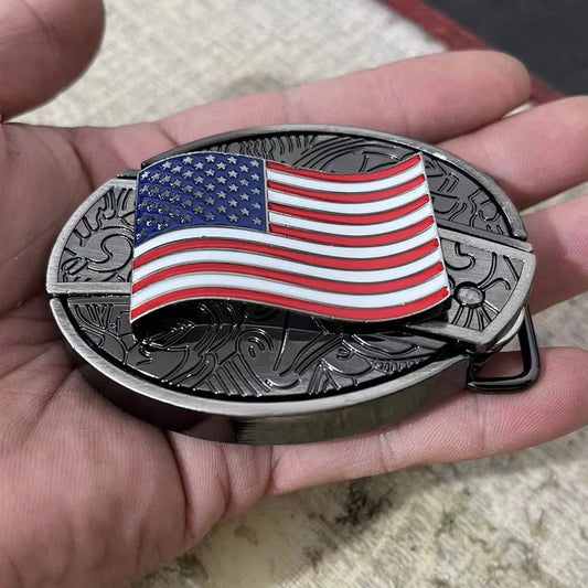 (New Arrival) Fashion Punk Creative Belt Buckle With Knife - American Flag