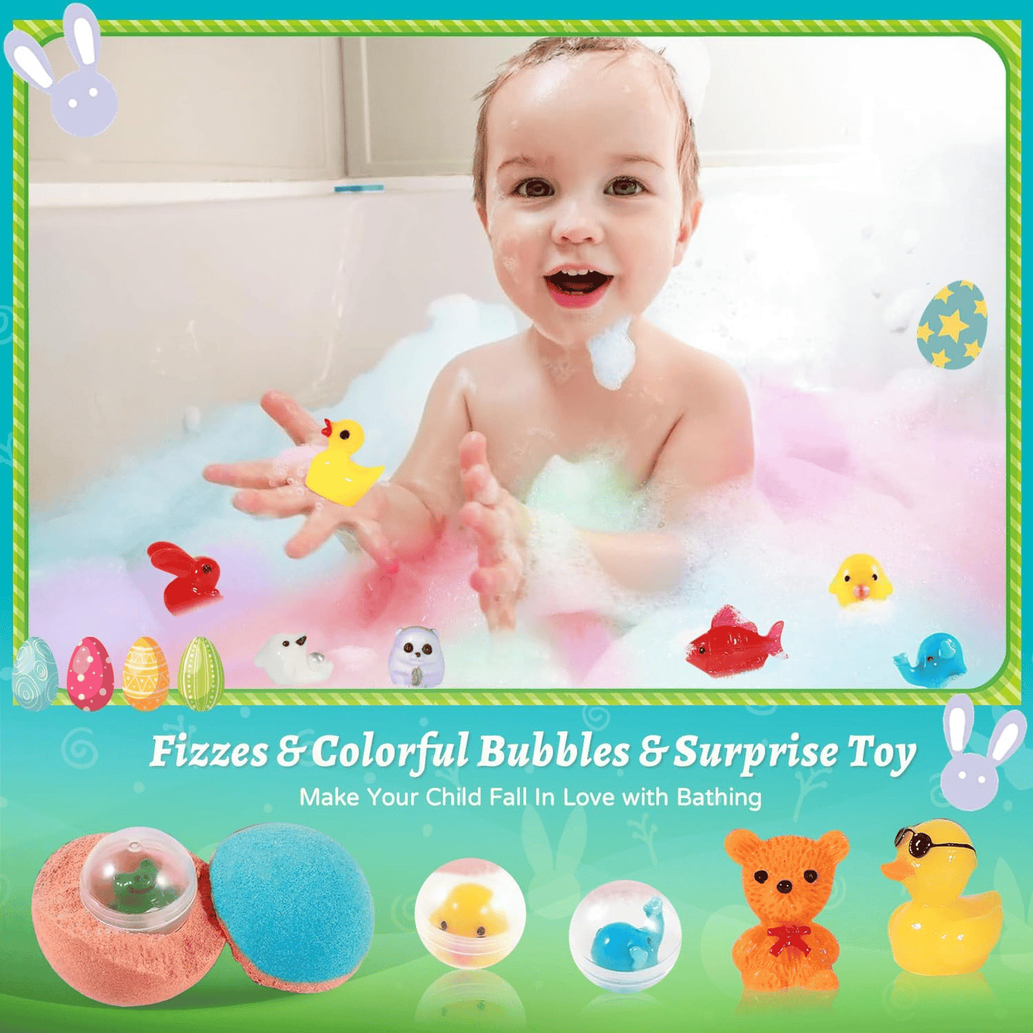 🔥LAST DAY 🛁 Natural Bath Bombs for Kids with Mega Bubbles & Surprise Inside 🥚✨-ZBD