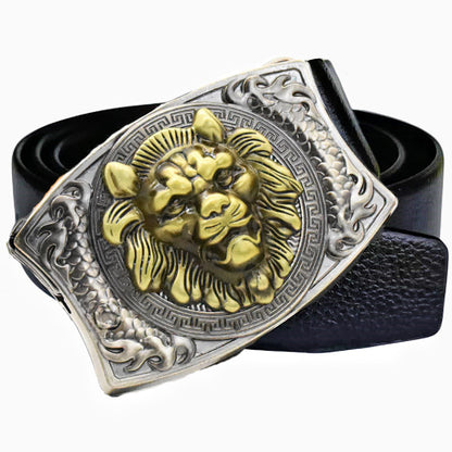 Western Fashion Genuine Leather Belt With Knife - Lion