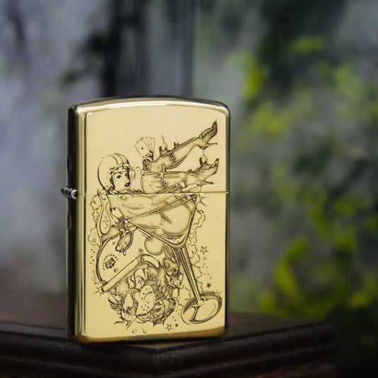 Fashion Punk Creative 3D Relief Refillable Windproof Lighter - Wine Girl