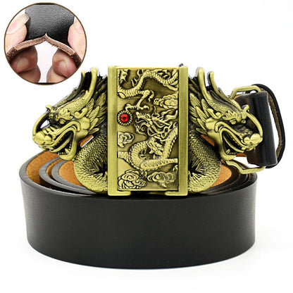 (🔥New Arrival) Fashion Punk Genuine Leather Belt With Lighter