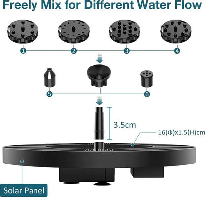 Solar Fountain, Solar Powered Bird Bath Fountain Pump， 1.5W Solar Panel Kit Water Pump, Outdoor Watering Submersible Pump for Pond, Pool, Garden, Fish Tank-LGZ
