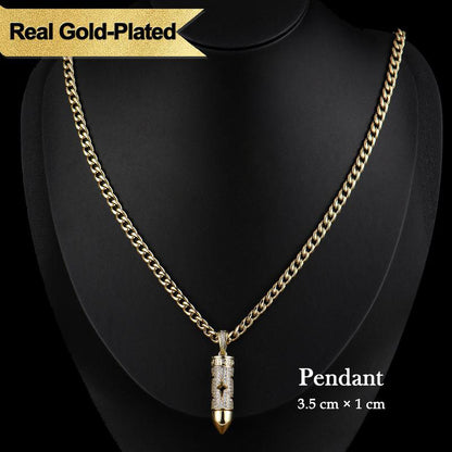 Fashion 14K Real Gold-Plated Bullet Aroma Necklace