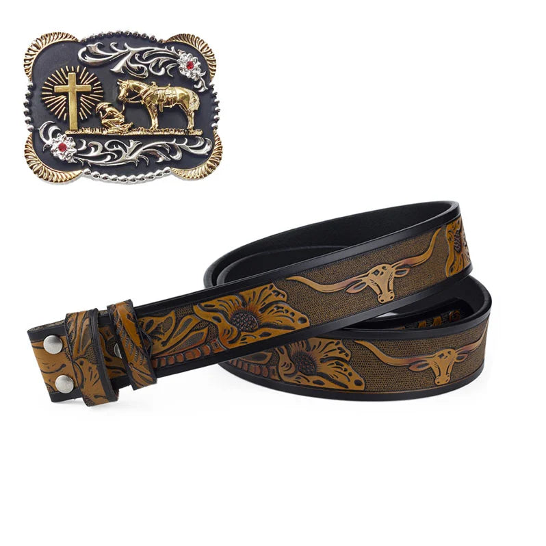 Western Style Fashion Creative Belt Buckle - Cross Horse