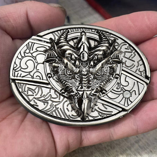 Fashion Punk Genuine Leather Belt With Knife - Sharp-Billed Dragon