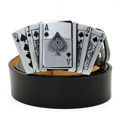 (🔥New Arrival) Fashion Punk Genuine Leather Belt With Lighter