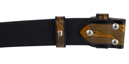 Fashion Punk Men's Genuine Leather Belt With Knife - Cow Head