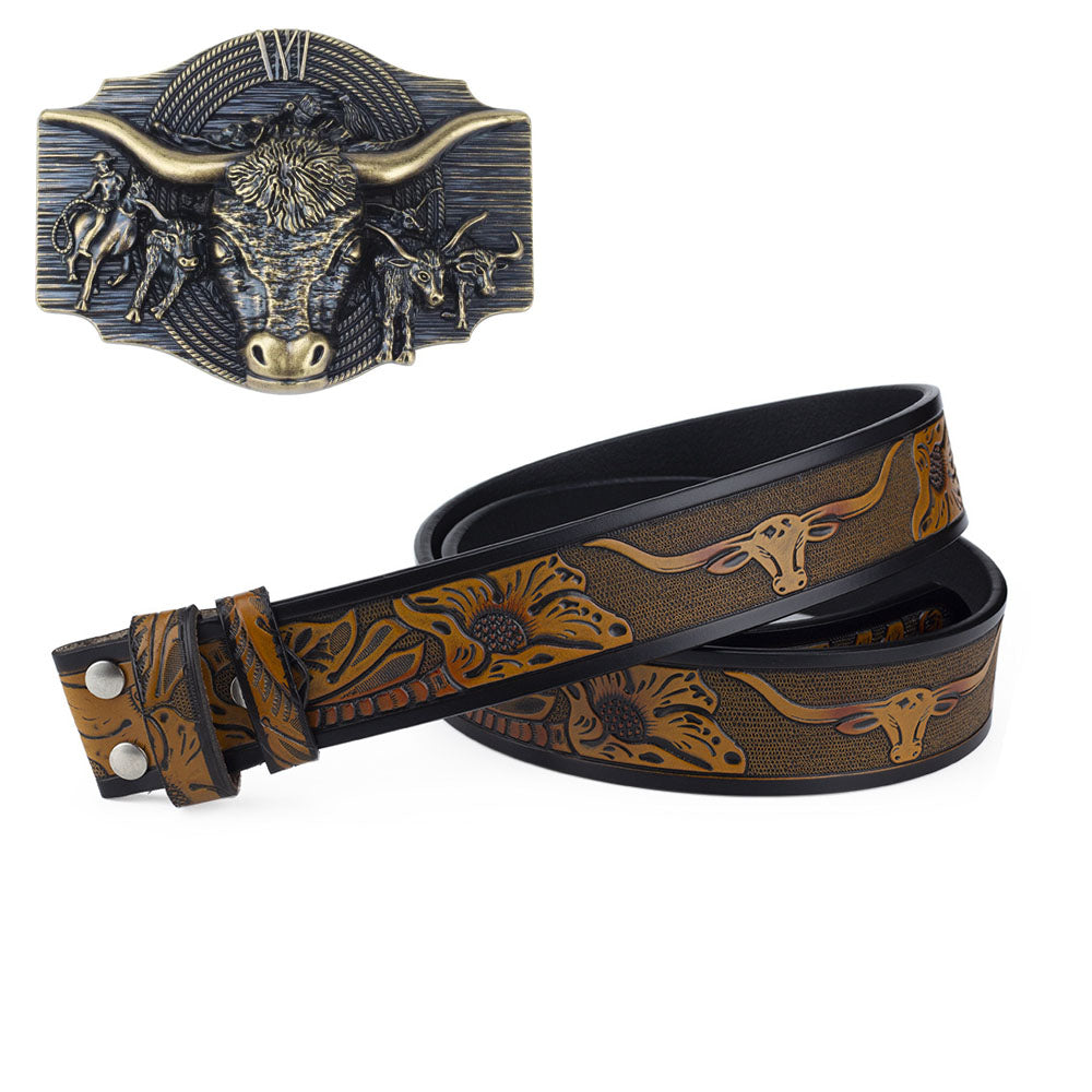 Western Style Fashion Creative Belt Buckle - Bull Bronze