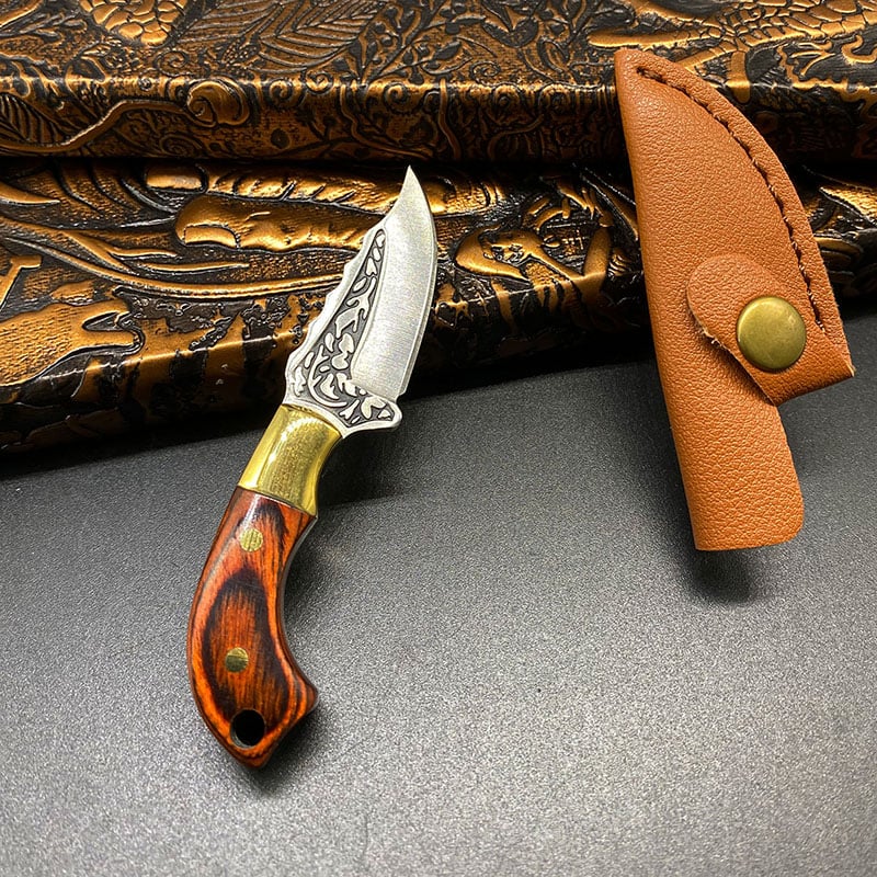 🔥LAST DAY 70% OFF🔥Handmade Keychain Wooden Brass Handle Mini Knife With Leather Case