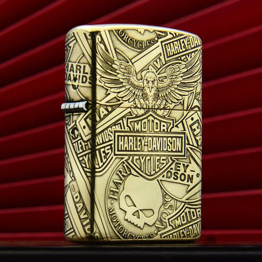 Fashion Punk Creative 3D Relief Refillable Windproof Lighter - Skull Eagle