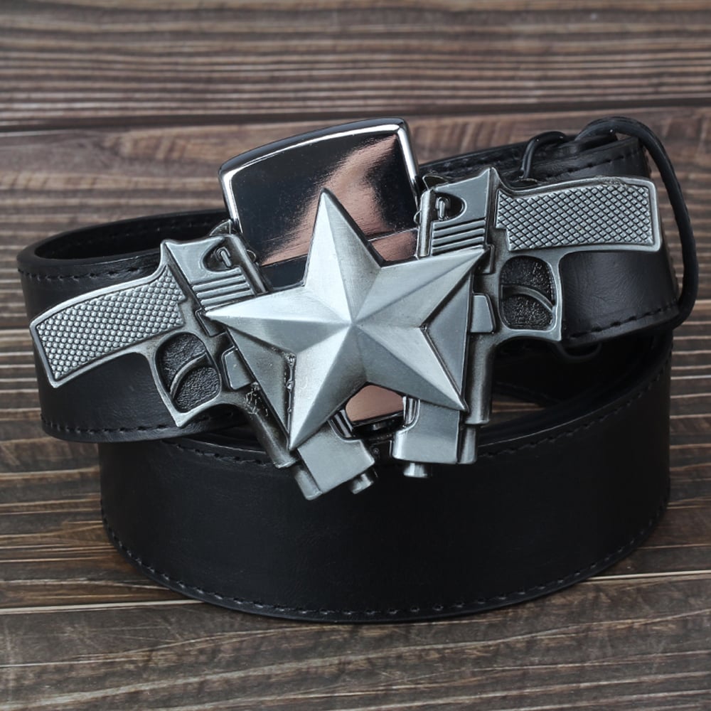 🔥LAST DAY 50% OFF🔥 Fashion Punk Men's Genuine Leather Belt With Lighter