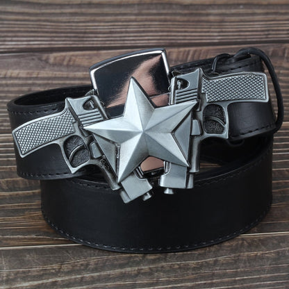 🔥LAST DAY 50% OFF🔥 Fashion Punk Men's Genuine Leather Belt With Lighter