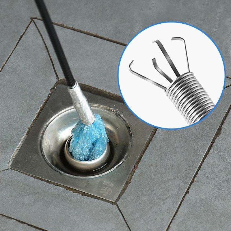 Stainless Steel Sewer Unclogging Tool, 1 Count Portable Reusable Drainage Clogging Remover, Drain Opener, Home Essentials, Cleaning Supplies, Summer Essentials Bathroom Supplies.-KPL
