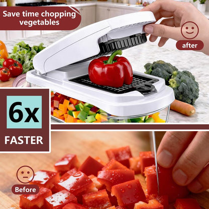 🔥Vegetable Chopper,15-in-1 Multifunctional Food Chopper,Professional Onion Chopper with 8 Blades,Vegetable Cutter with Container for Salad,Potato🥕🥦,Carrot,and Garlic; Essential Kitchen Tool-LGZ