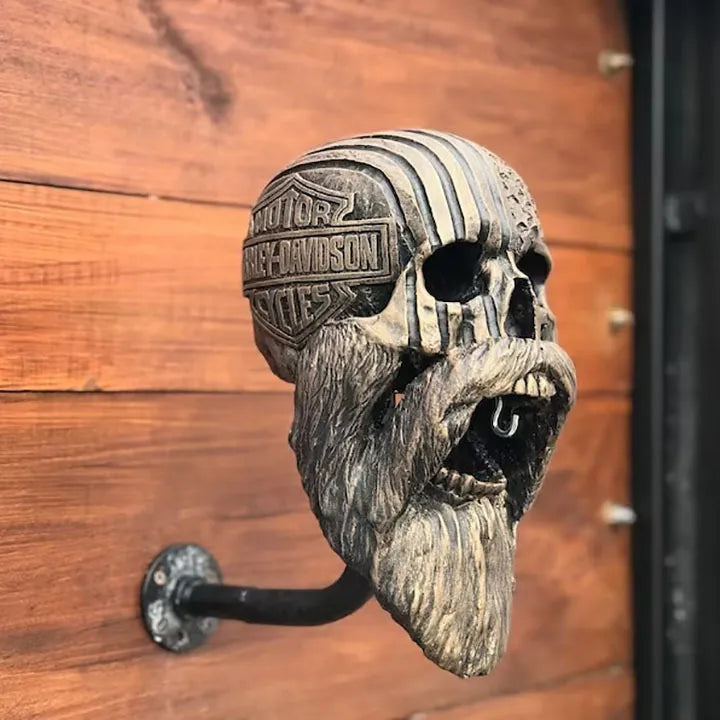 Motorcycle Skull Helmet Holder with Beard