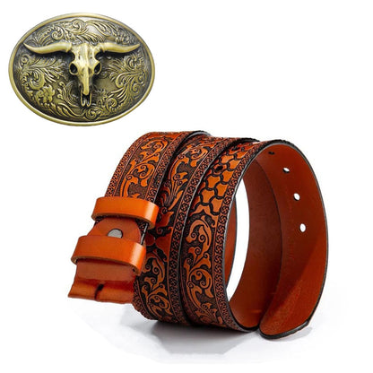 Western Style Fashion Creative Belt Buckle - Longhorn Bronze