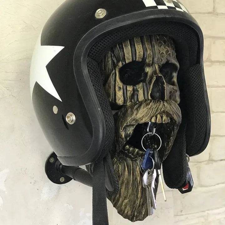 Motorcycle Skull Helmet Holder with Beard