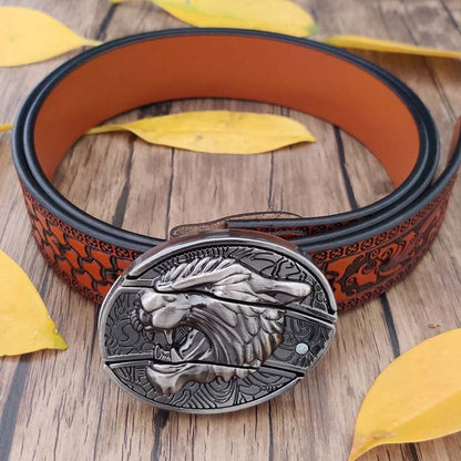 🔥Last Day Sale 50% OFF🔥Fashion Punk Men's Genuine Leather Belt With Knife