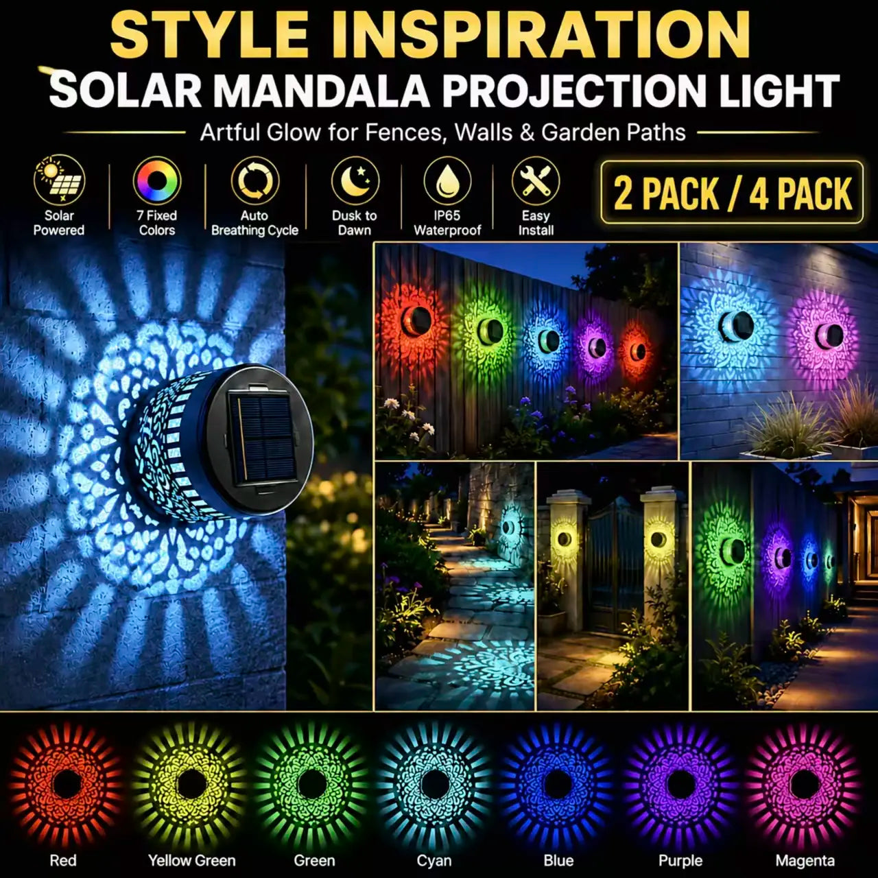 Mandala Outdoor Solar Wall Lights
