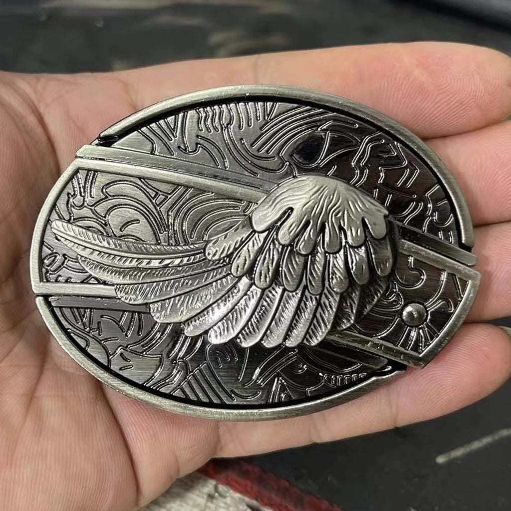 (New Arrival) Fashion Punk Genuine Leather Belt With Knife - Angel Wings